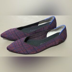 Rothy's Women’s The Point Cranberry Plaid Retired Color Slip On Ballet Flats 9.5